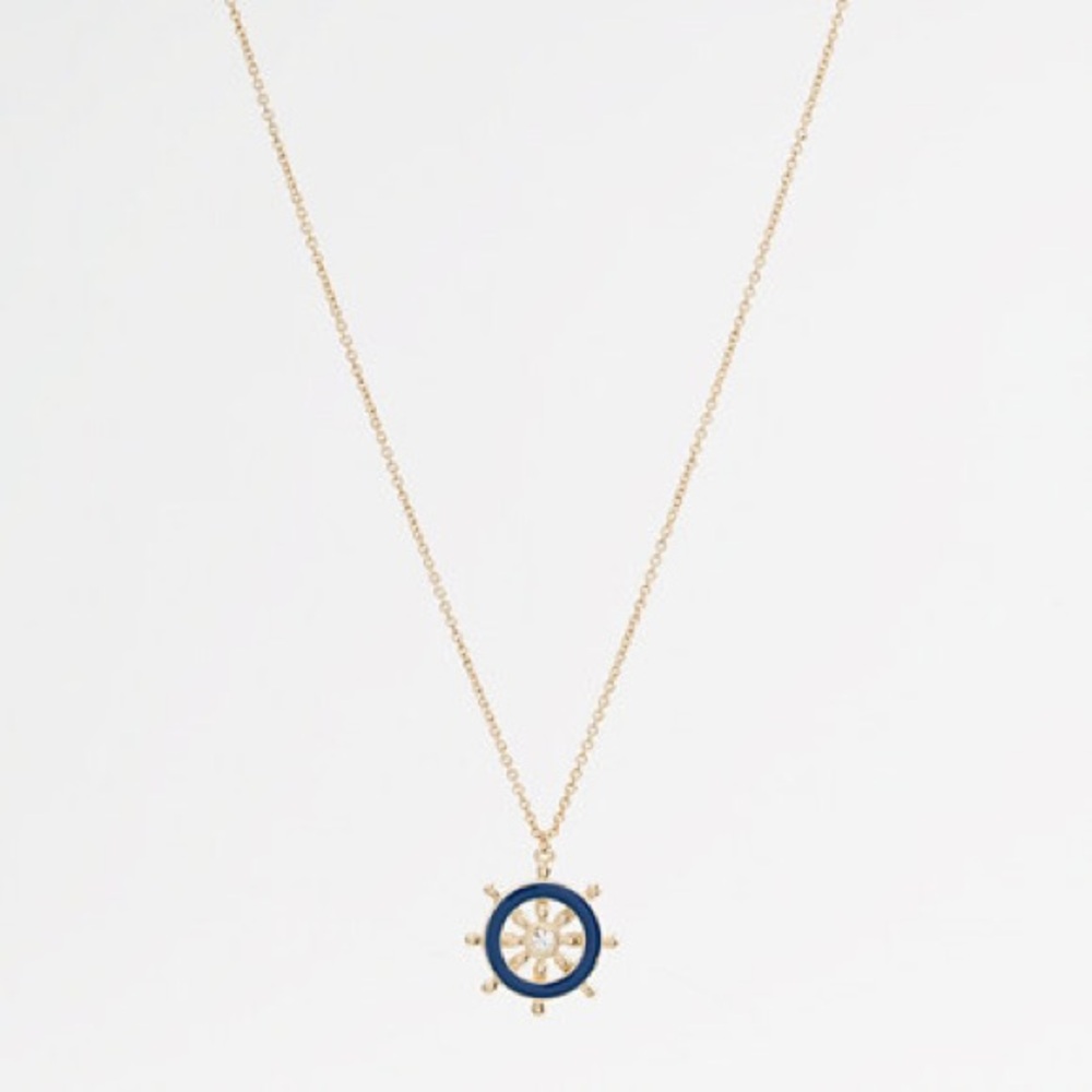 J. Crew Gold and Blue nautical Pendant Necklace